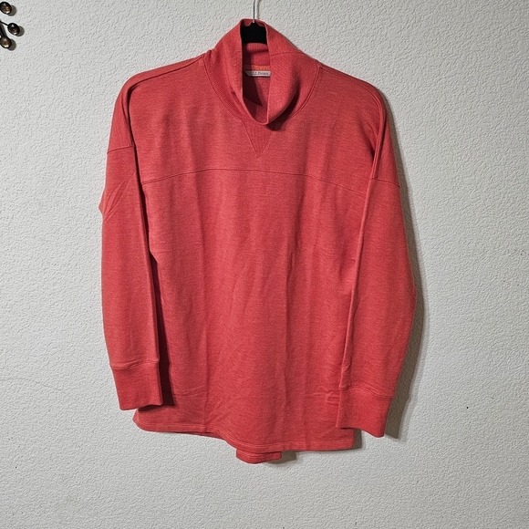 LL Bean Sweater Womens S SoftFlex Mock Neck Stretch Pullover Top Coral Red - Picture 10 of 10